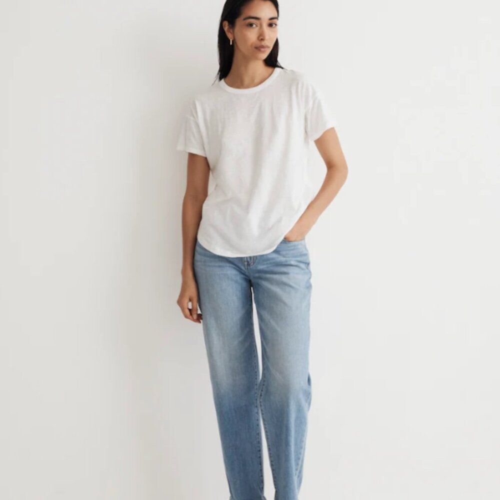 Madewell Crewneck Tee Women S 100% Cotton White & Black Basic Essential